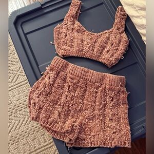 Cozy Knit Two-Piece Set in Brown